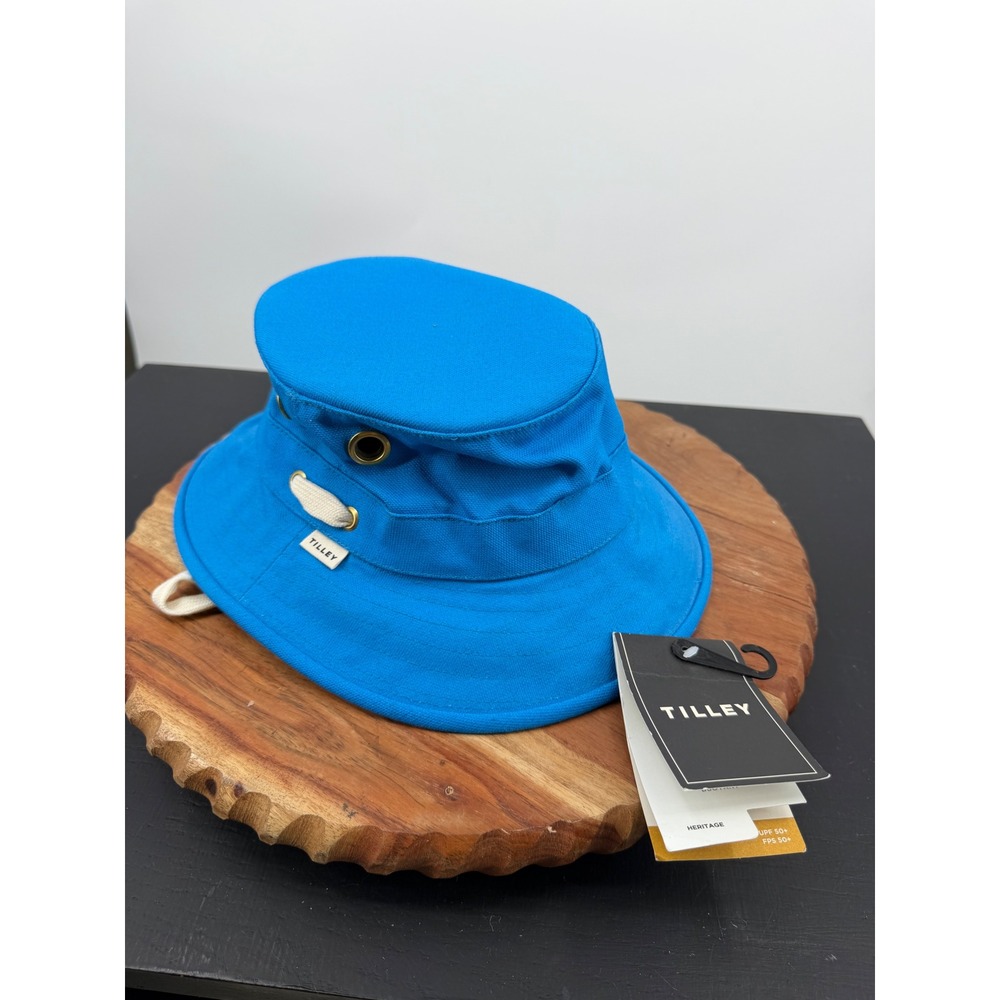 Tilley Iconic T1 Bucket Hat Men 7 Bright Blue Cotton Canvas UPF 50+ Sun Hat